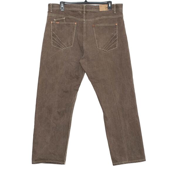 Akademiks Mens Jeans Straight Leg Streetwear Minimalist Classic Brown Size 42x32 - Picture 6 of 6